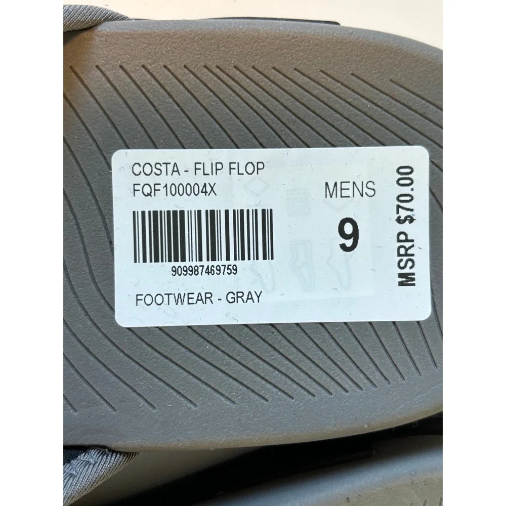 NEW Costa‎ Del Mar Mens Flip Flop Gray Sandals Size 9 FQF100004X